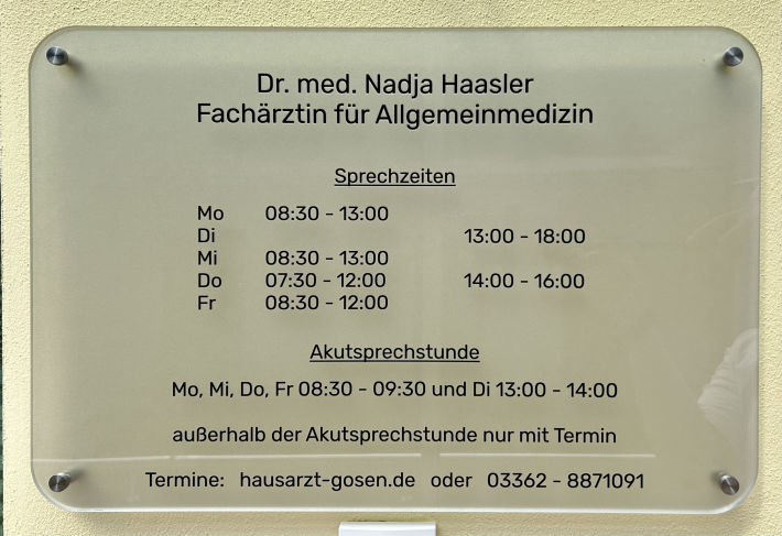 Öffnungszeiten der Artpraxis Gosen